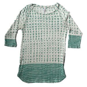 Pinkblush Maternity Sweater Womens S Cream Green Triangles Open Knit Lightweight